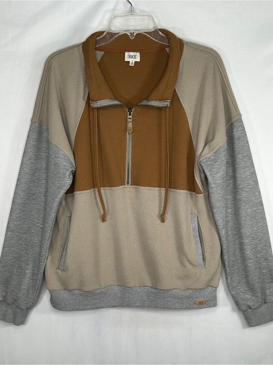 BKE Tops - BKE Colorblock Half-Zip Pullover - Brown, Beige, Gray Sweatshirt Sz M